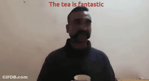 Mustached Man Holding Tea Saying The Tea Is Fantastic GIF