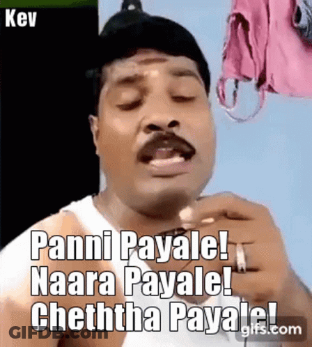 Mustached Man Making Funny Face Saying Panne Payale Naara Payale GIF