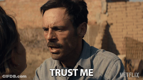 Mustached Man Saying Trust Me To Woman GIF