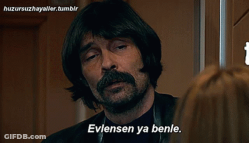 Mustached Man Says Evlensen Ya Benle At Door GIF