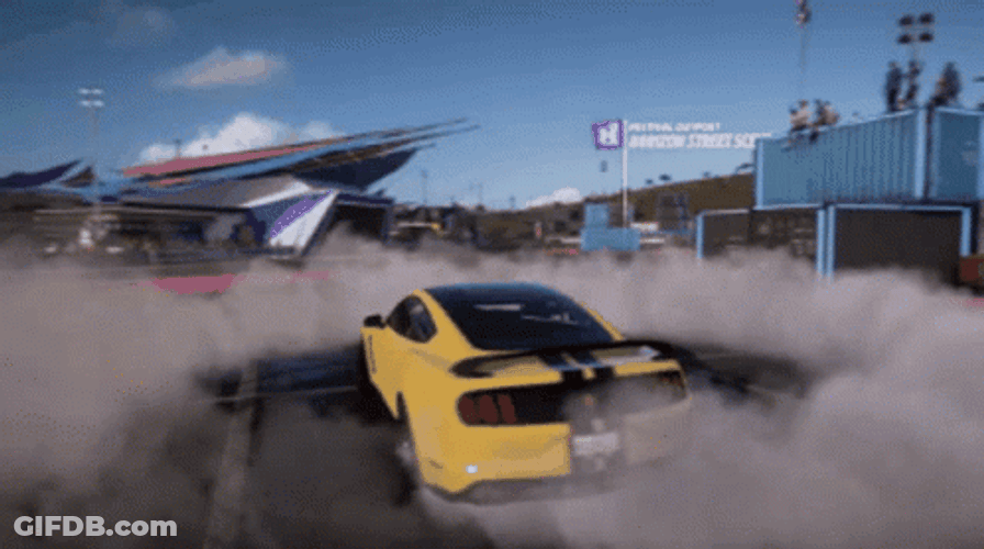 Mustang Ford Shelby Yellow Drifting GIF