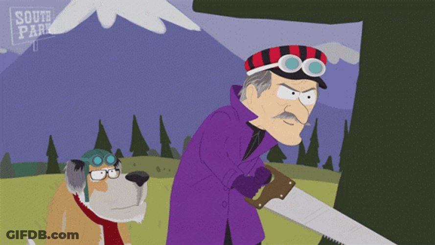 Muttley And Dick Cutting A Tree GIF