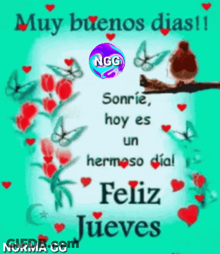 Muy Buenos Días Sonríe Hoy Es Un Hermoso Día Feliz Jueves Flowers And Butterflies GIF