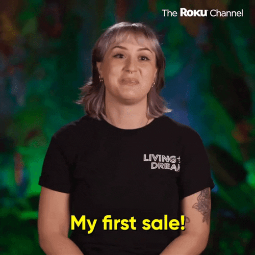 My First Sale Woman Wearing Black Shirt GIF