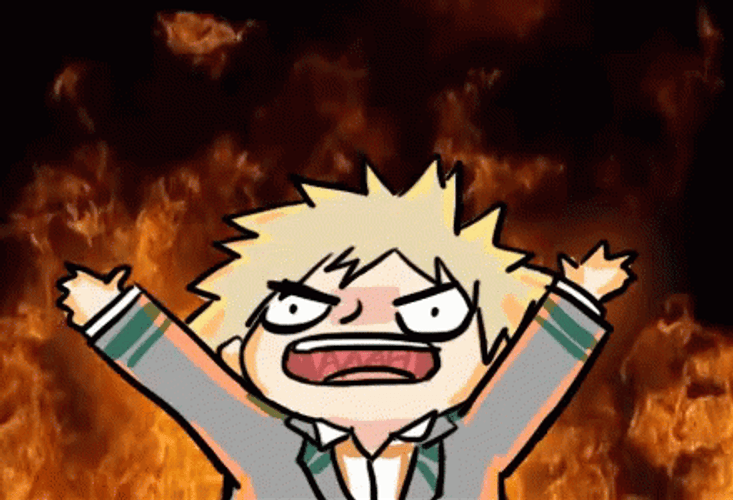 My Hero Academia Chibi Katsuki Flames GIF