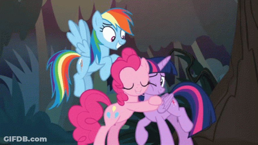 My Little Pony Characters Group Hug GIF