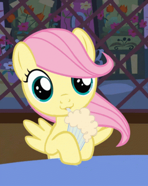 My Little Pony Fluttershy Happy Dance Drinking Milkshake GIF