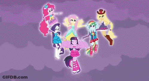 My Little Pony Girls Standing In Circle Holding Hands GIF