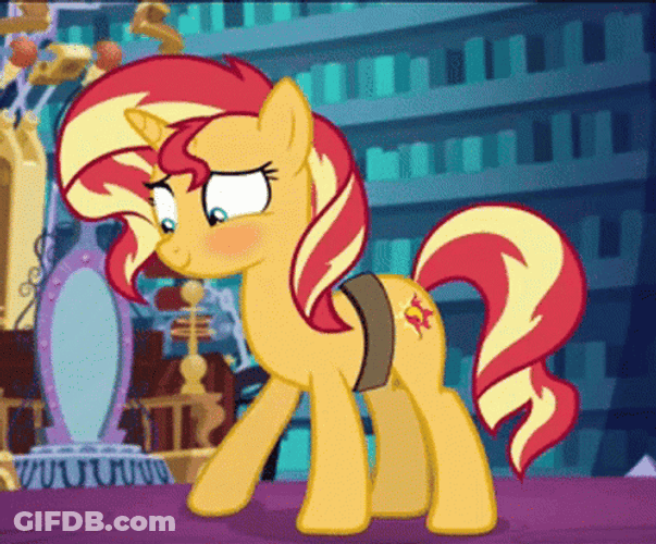 My Little Pony Sunset Shimmer Shy Blushing GIF