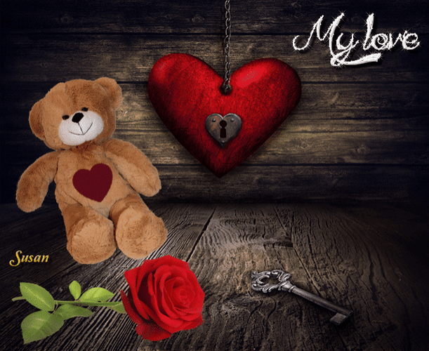 My Love Teddy Bear Heart GIF