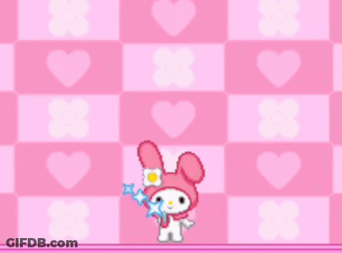 My Melody Pixel Art Holding Wand GIF