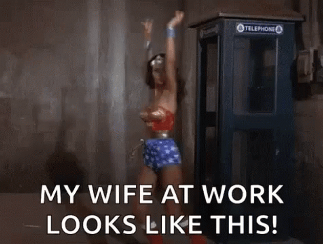 My Wife At Work Wonder Woman Spinning GIF