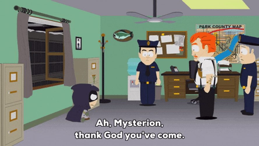 Mysterion In The Police Station GIF