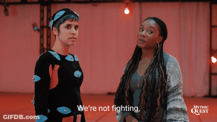 Mythic Quest Dana And Rachel Collaboration GIF