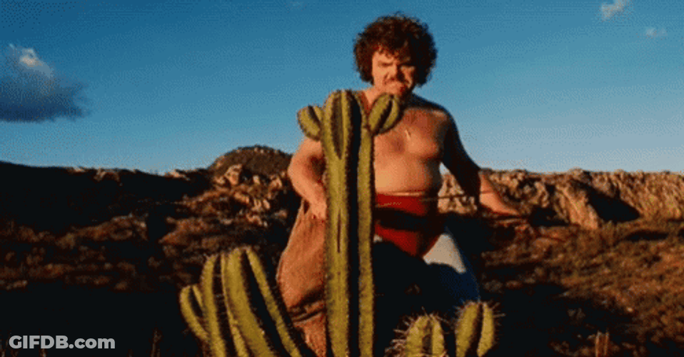 Nacho Libre Cutting Cactus GIF