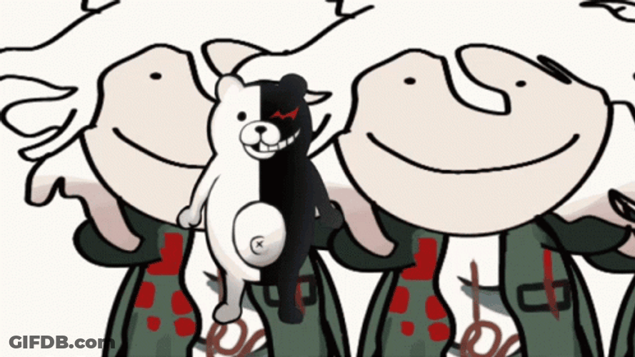 Nagito With Monokuma On Background GIF