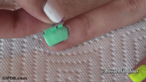 Nails Painted Green And White GIF