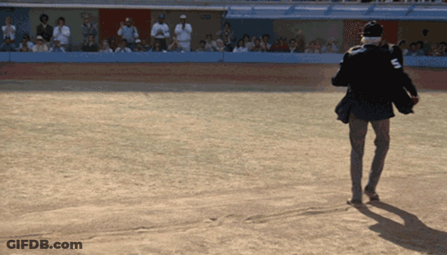 Naked Gun Frank Drebin Dancing In Baseball Field GIF