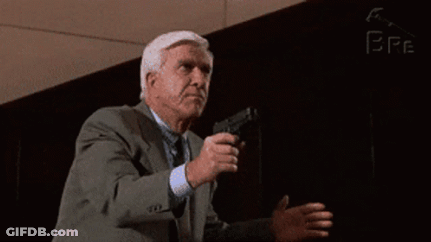 Naked Gun Frank Drebin Shooting GIF