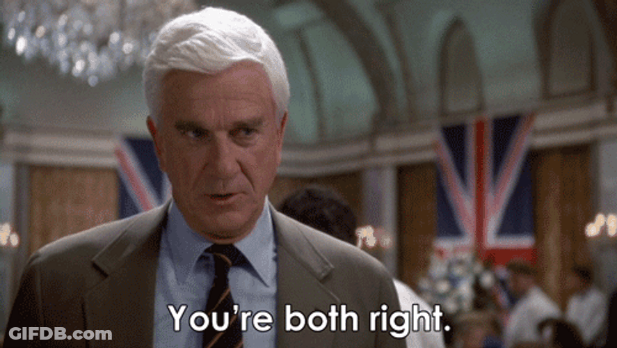 Naked Gun Frank Drebin Youre Both Right GIF