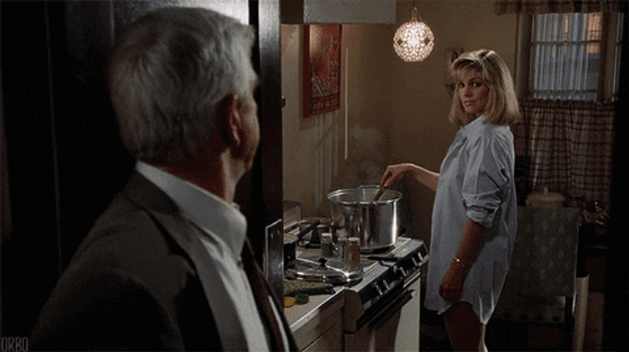 Naked Gun Jane Spencer Cooking In Kitchen GIF