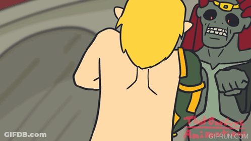 Naked Link Standing Next To Zombie Gifrun GIF