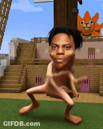 Naked Man Dancing In Front Of Wooden House GIF