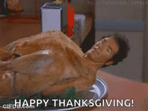 Naked Man Laying On Plate Of Turkey GIF