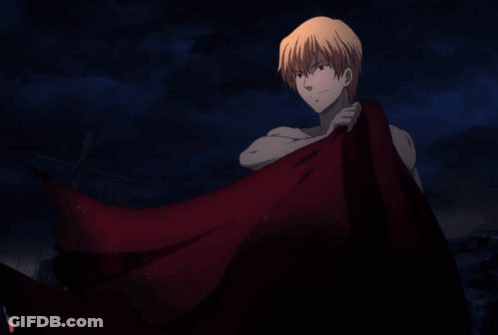 Naked Man Sitting On Rock With Castle Background GIF