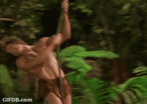 Naked Man With Long Hair Leaning Against Tree GIF