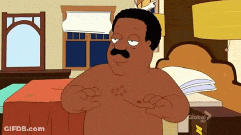 Naked Man With Mustache In Bedroom GIF