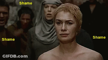 Naked Woman In Front Of Crowd With Shame Shame GIF