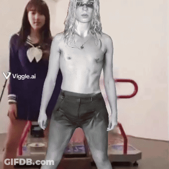 Naked Woman Standing In Front Of Viggle.ai Sign GIF