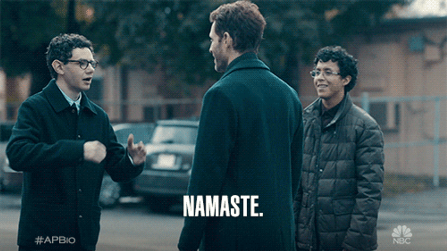 Namaste Glenn Howerton Praying Hands Bow GIF