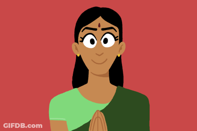 Namaste Indian Woman Bowing Respect GIF