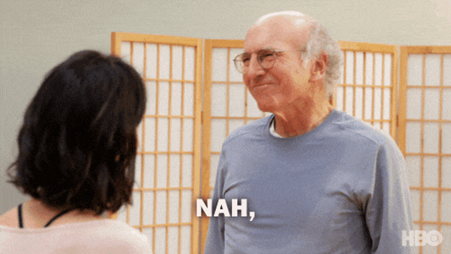 Namaste Larry David Shaking Head Nah GIF