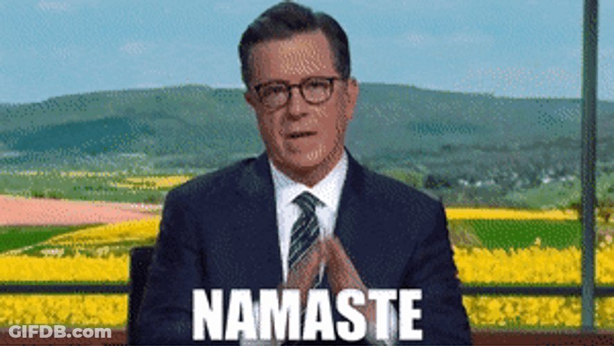 Namaste Stephen Colbert Praying Hands Bowing GIF