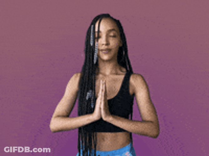 Namaste Yoga Girl Bowing Praying Hands GIF