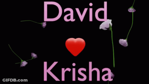 Name David On Black With Flowers And Heart GIF