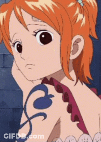 Nami From One Piece Has A Tattoo On Her Back GIF