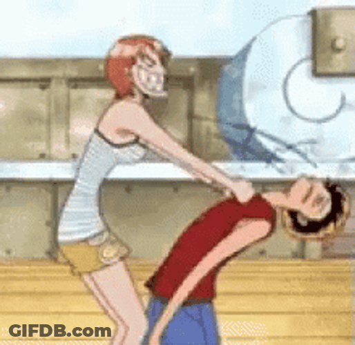 Nami Luffy Angry Shake GIF