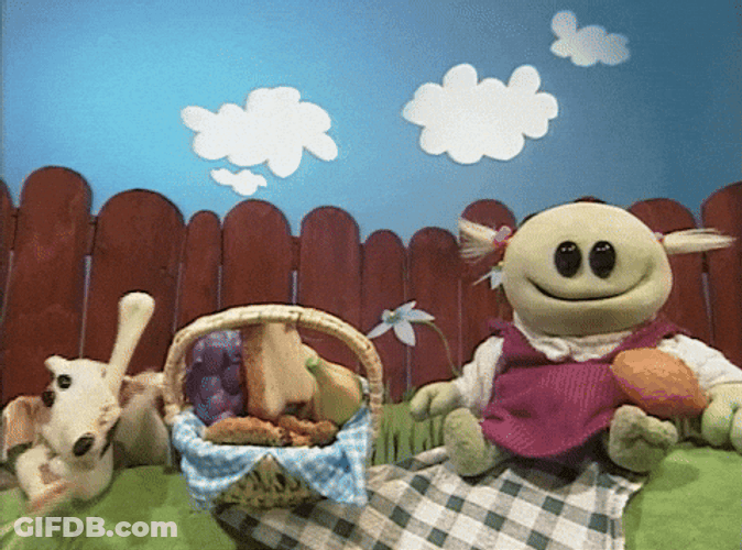 Nanalan Picnic Eat Chicken GIF