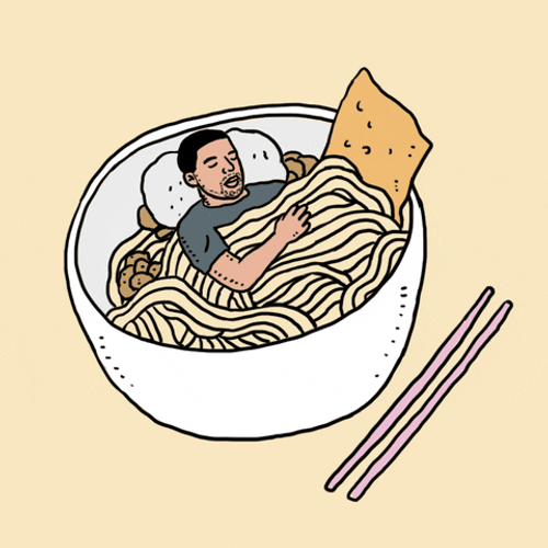 Nap Man In Bowl Of Ramen GIF