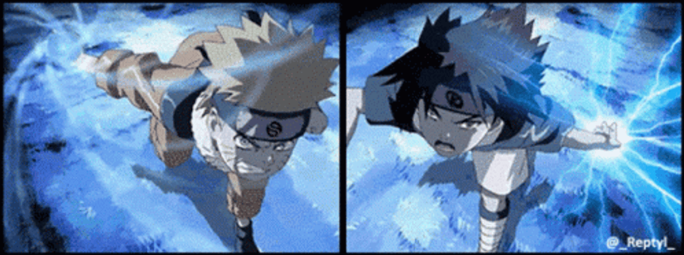 Naruto And Sasuke Lightning Chakra GIF