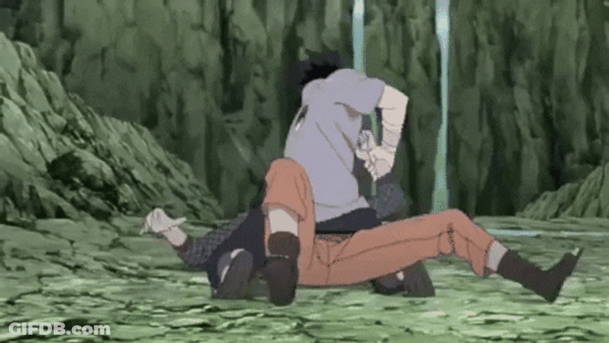 Naruto And Sasuke Scuffle GIF
