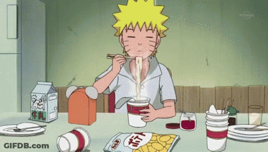 Naruto Blows While Eating Ramen GIF