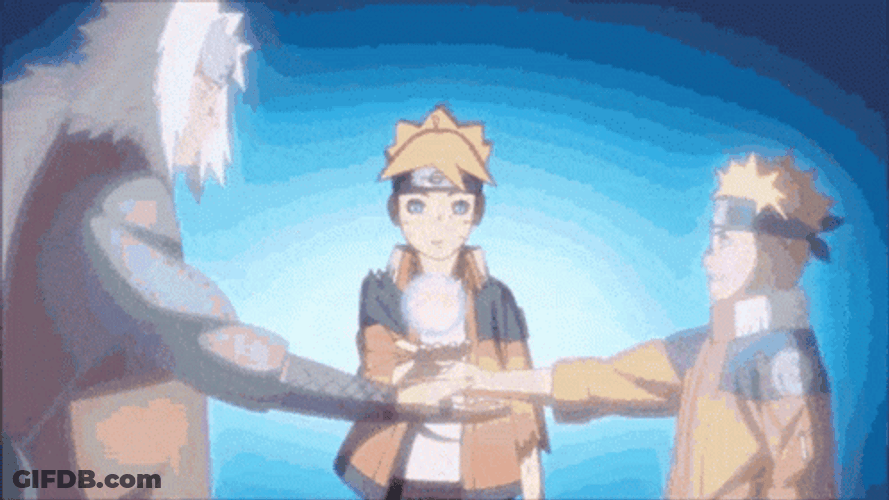 Naruto Boruto Raises Rasengan With Everyone GIF