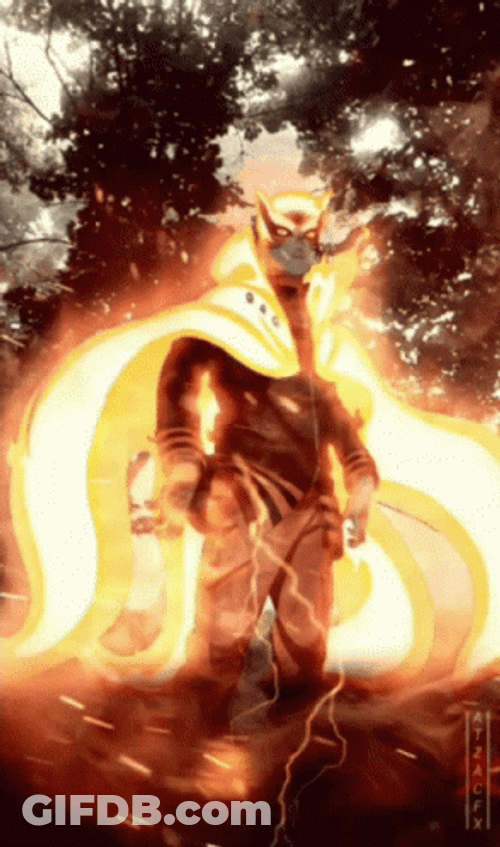 Naruto Chakra Mode Flaming Background GIF