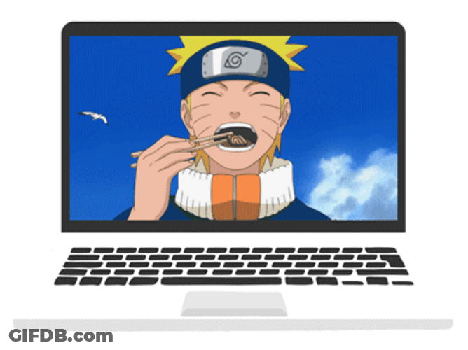 Naruto Eating Ramen Laptop Animation GIF