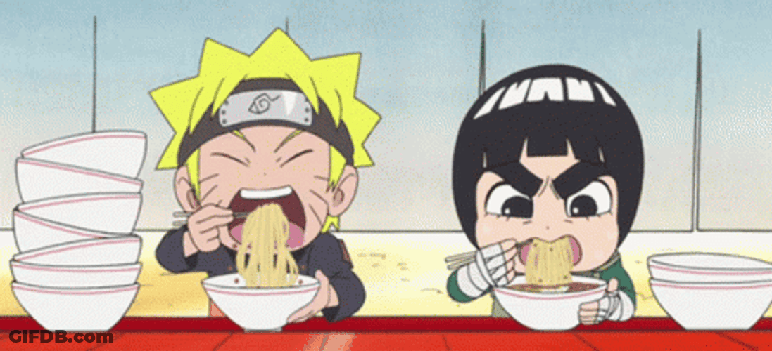 Naruto Eating Ramen With Rock Lee GIF